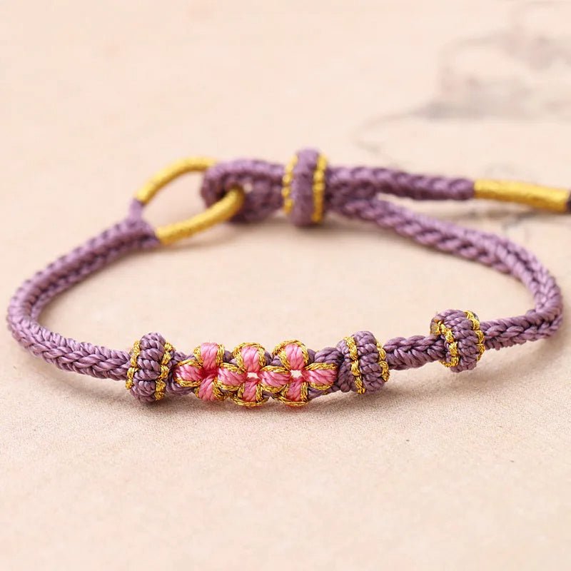 Pulsera de la suerte - Flores morada