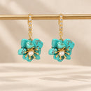 Aros Flor Turquesa con Perla