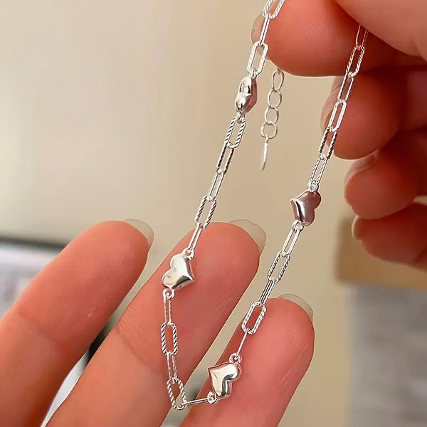 Pulsera Plata - Corazon en cadenas
