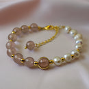 Pulsera de Perlas y cuarzo Rosa