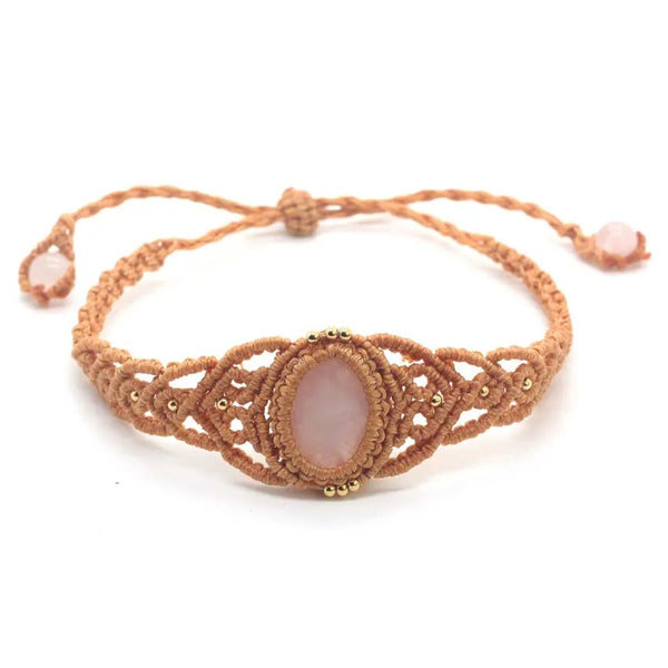 pulsera trenzada cuarzo rosado - Rincón Zen