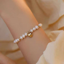 Pulsera Corazón Perlado Dorado