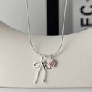 Collar Plata Diamante Rosa