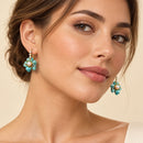Aros Flor Turquesa con Perla