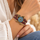 Pulsera bohemia marrón con mandala y mariposas