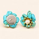 Aros Flor de Turquesa con Perla
