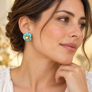 Aros Flor de Turquesa con Perla