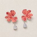 Aros Flor Roja con Gota