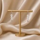 Aros Con Triple Perla Y Plata