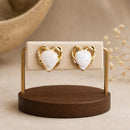 Aros Corazón de Esmalte Perlado