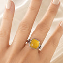 Anillo Ajustable - Ámbar Cuadrado