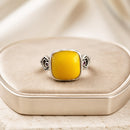 Anillo Ajustable - Ámbar Cuadrado