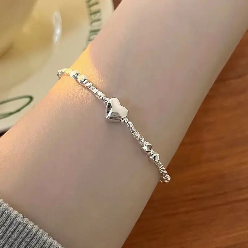 Pulsera Plata - Corazon Entretejido