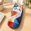 Estuche portátil de gato patchwork para gafas y accesorios