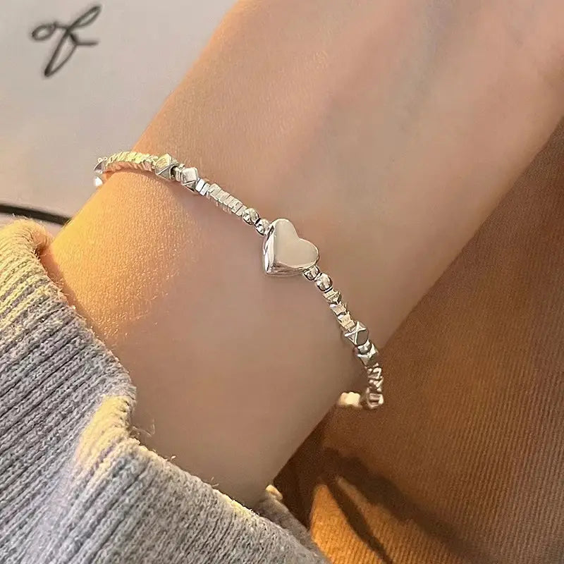 Pulsera Plata - Corazon Entretejido