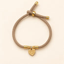 Pulsera Ajustable Café con Hoja Dorada