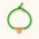 Pulsera de Cordón Verde con Hoja Dorada