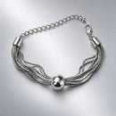 Pulsera de Cadenas con Medallón Plateado