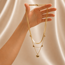 Collar Triple Cadena Serpiente y Corazones