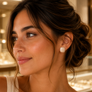 Aros Perla Champagne Cuadrados