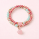 Pulsera Doble Cuarzo Rosa Amor Armonía