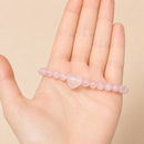 Pulsera Cuarzo Rosa Corazón