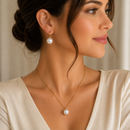 Conjunto Collar y Aros Perla Blanca