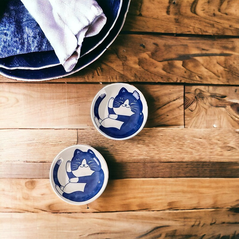 Platos cerámica de Gatos - Azul