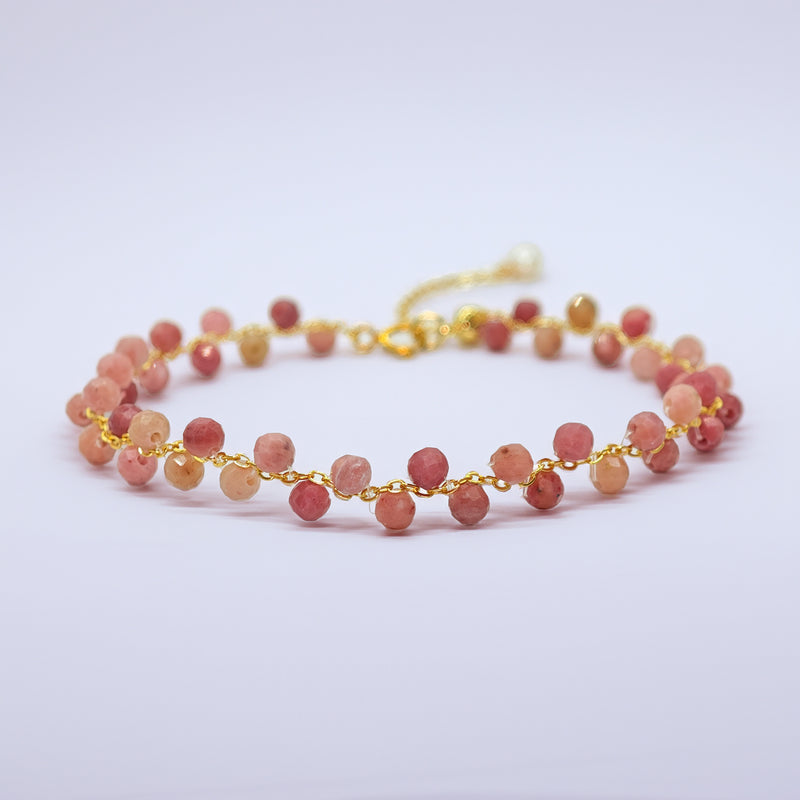 Pulsera dorada Rodonita