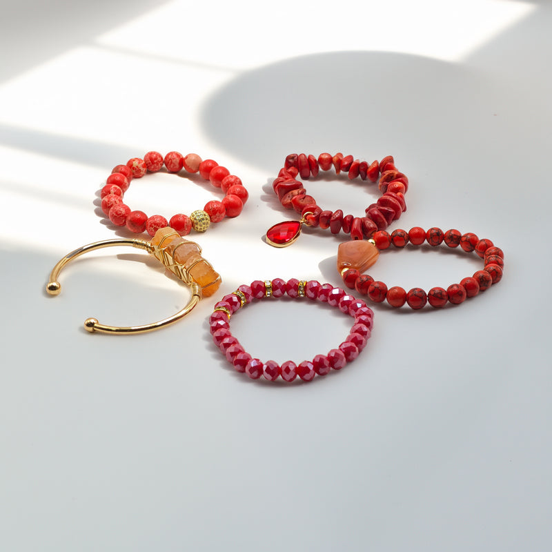 Pulsera Piedras Rojas