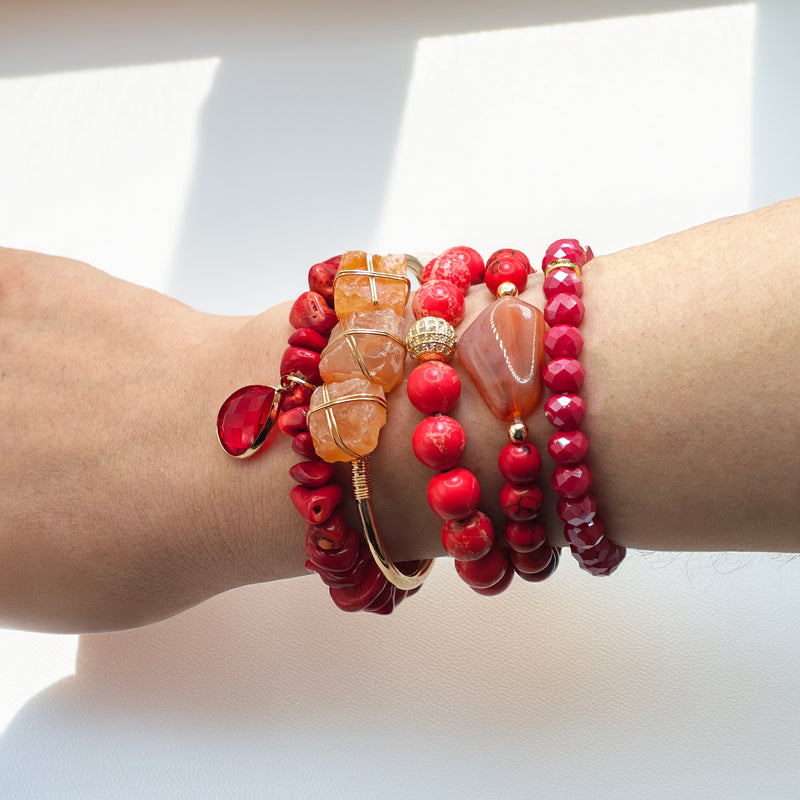 Pulsera Piedras Rojas