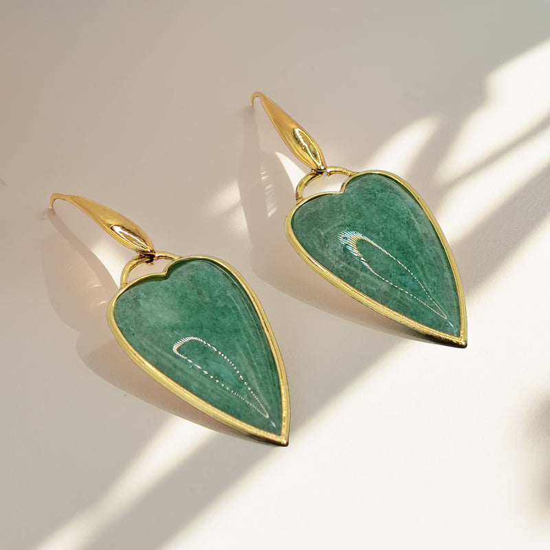 Aros dorados Corazón Aventurina