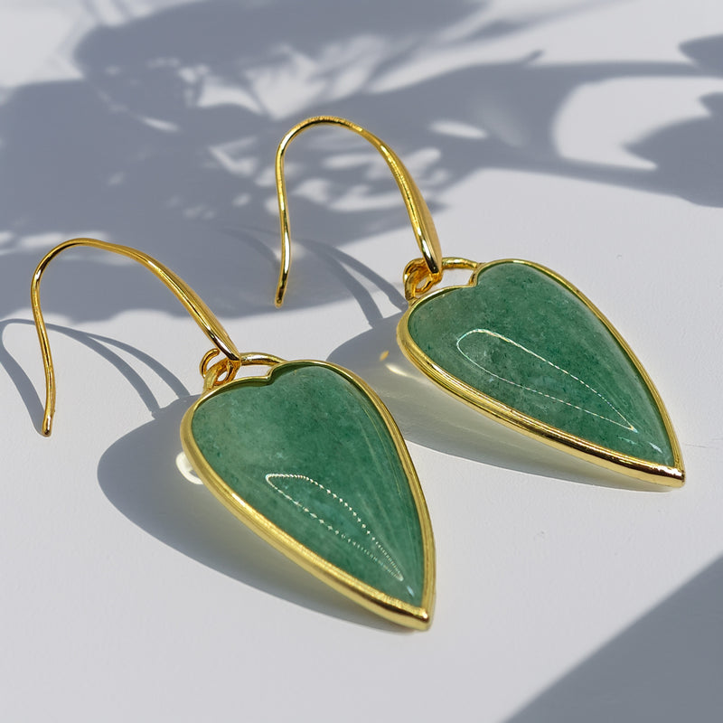 Aros dorados Corazón Aventurina