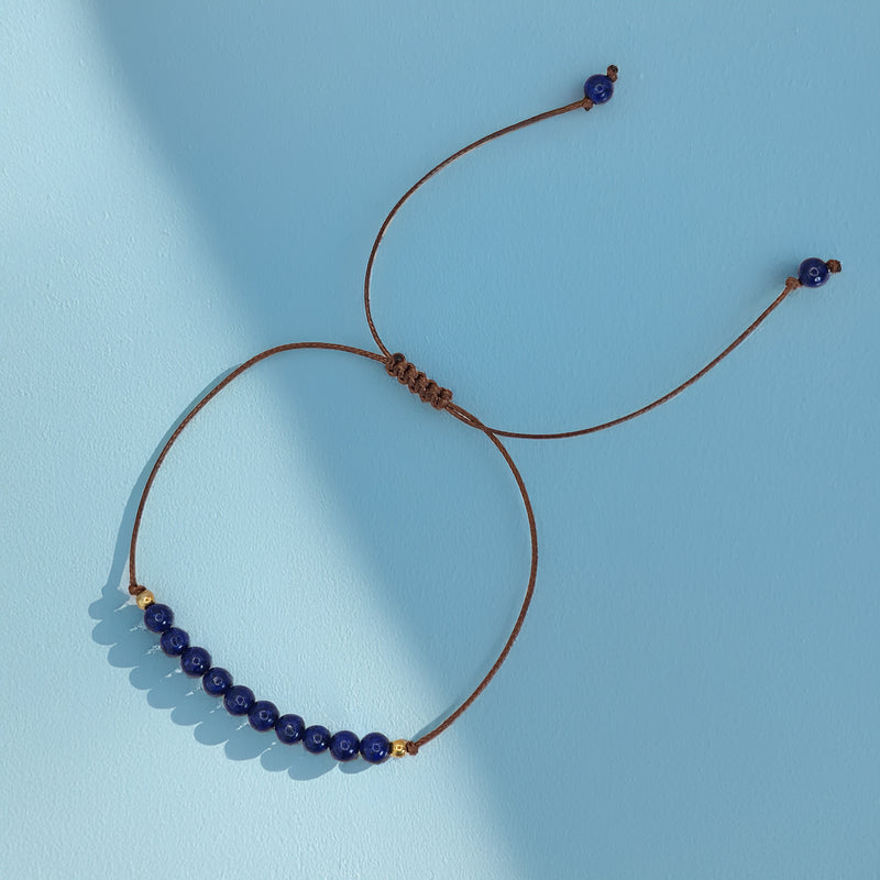 Pulsera cuero Lapislázuli