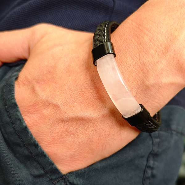 Pulsera Negra Cuarzo Rosa