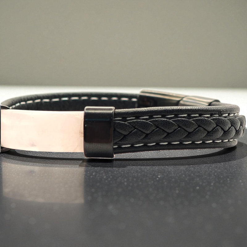 Pulsera Negra Cuarzo Rosa