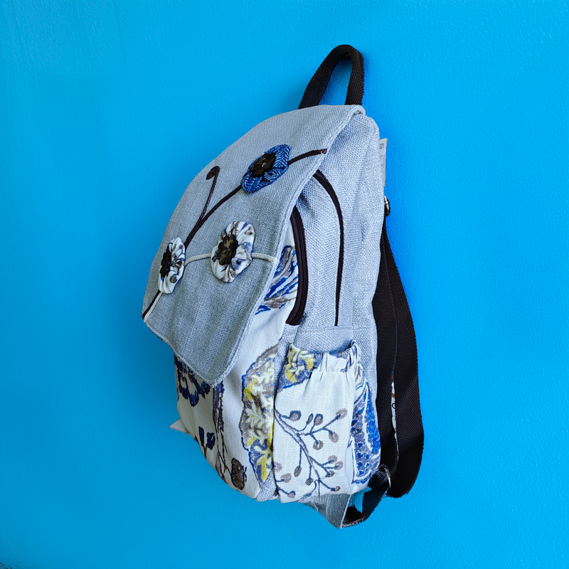 Mochila Flores Azules