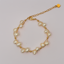 Pulsera Dorada Perlada doble