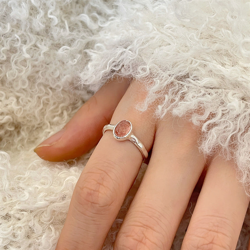 Anillo Ajustable - Cuarzo Fresa