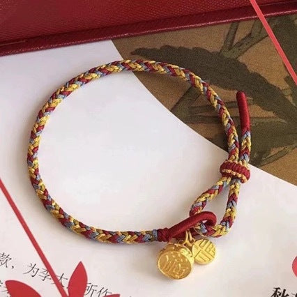 Pulsera Tibetana de la Suerte Campana Dorada