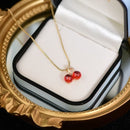 Collar Cerezas Brillo Dorado