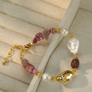 Pulsera Dorada Rodonita Perla Barroca