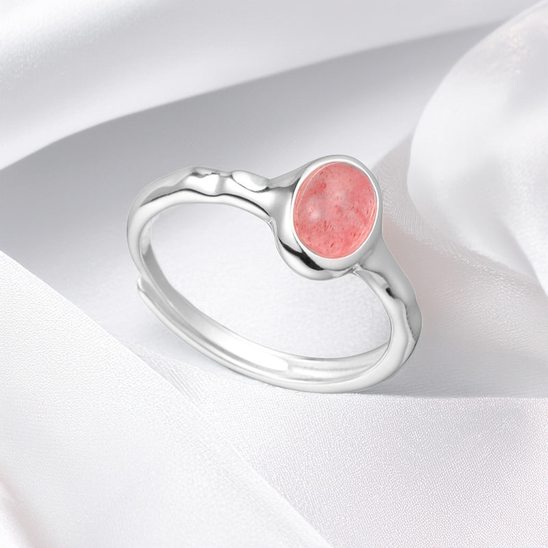 Anillo Ajustable - Cuarzo Fresa