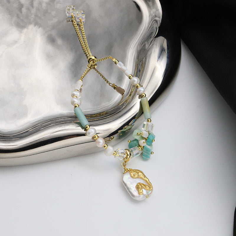 Pulsera Moderna Perlas y Cristales