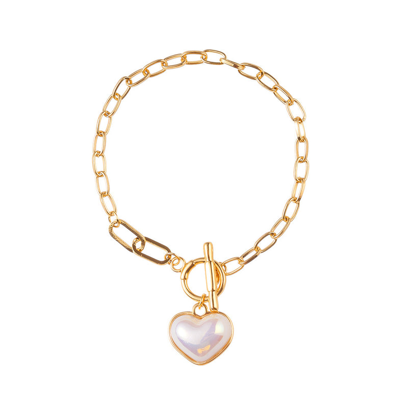 Pulsera dorada Perla Corazón