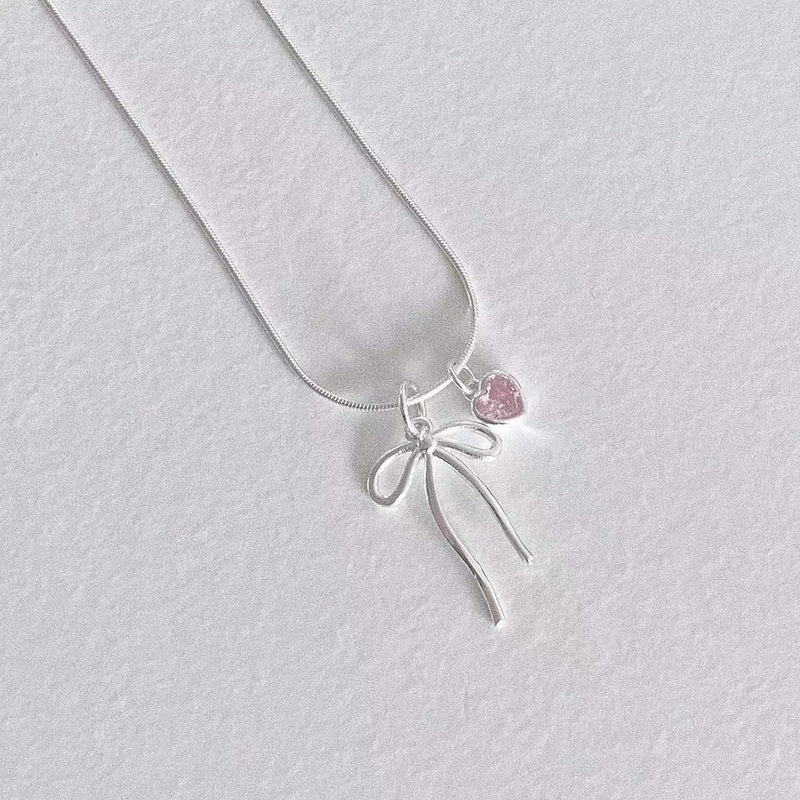 Collar Plata Diamante Rosa