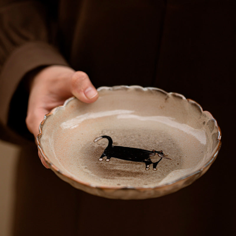 Plato Cerámica Gres de Gato Negro