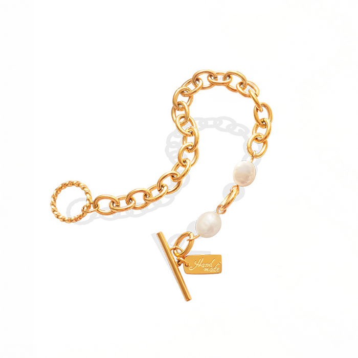 Pulsera Cadena Dorada Perla