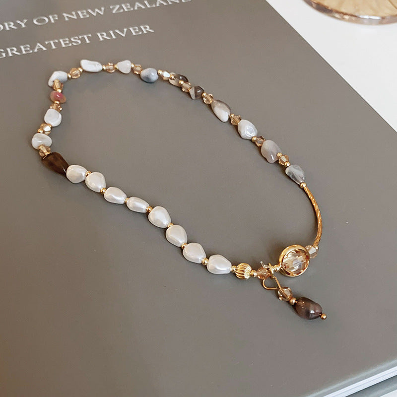 Pulsera Dorada Shoushan y Perla