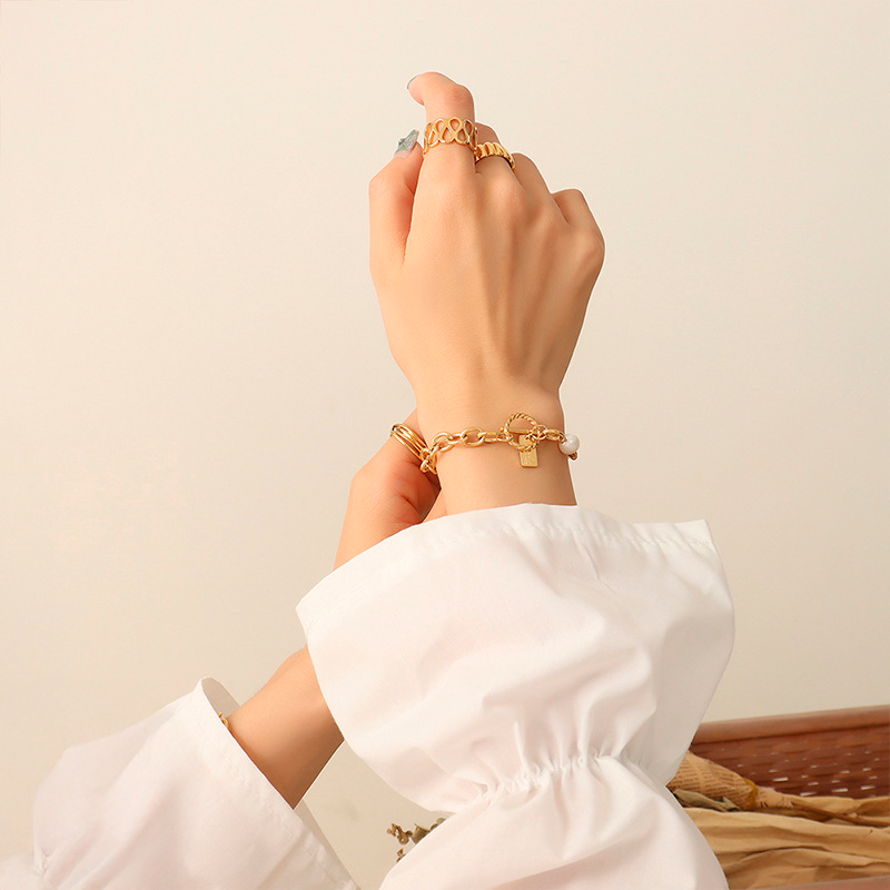 Pulsera Cadena Dorada Perla